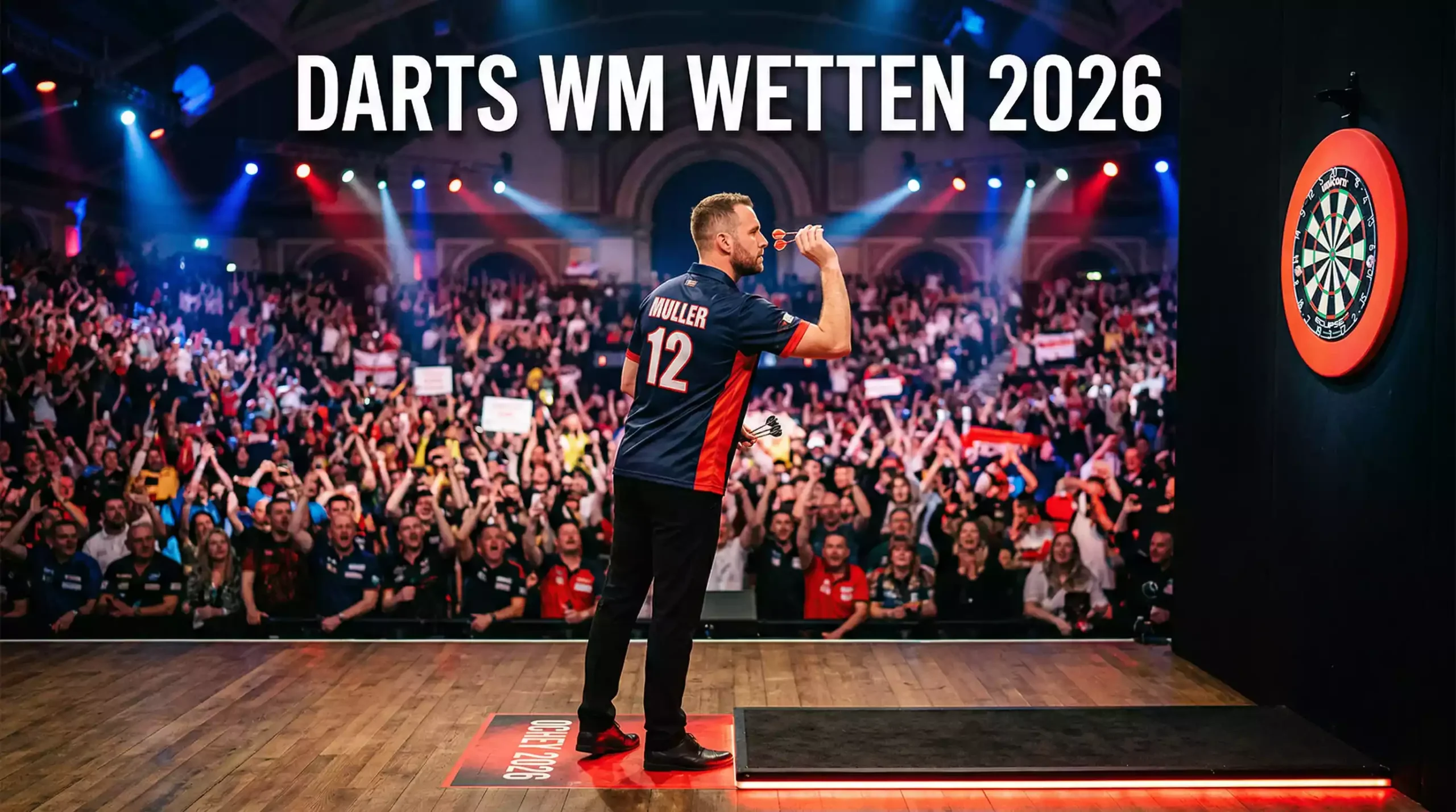 PDC World Darts Championship 2025/26 im Alexandra Palace: Spieler an der Oche vor jubelndem Publikum